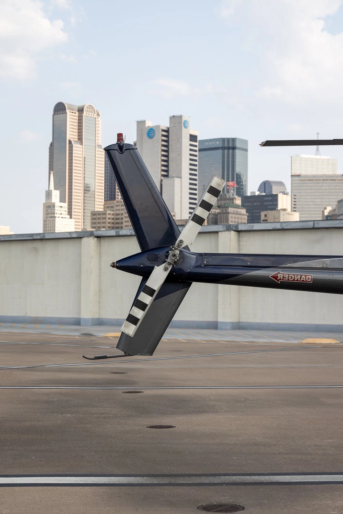 Helicopter on a Dallas rooftop